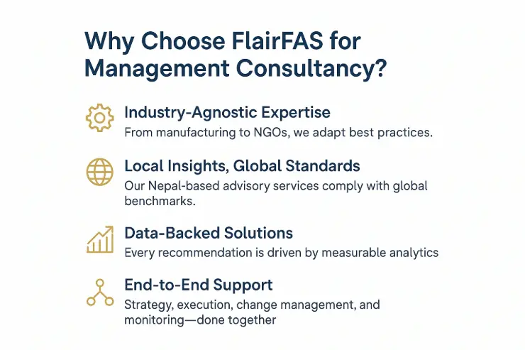 management consultancy, strategic planning, operational efficiency, business transformation, process optimization, Nepal consulting firm, international consultancy, business advisory services